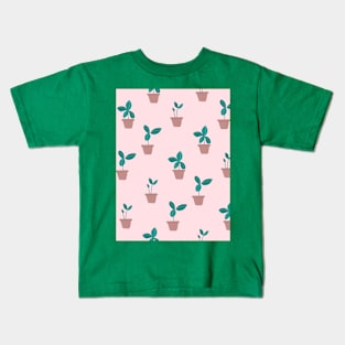 Pattern with sprouts in pots Kids T-Shirt